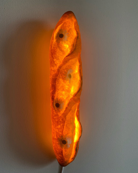 Lit up Eco Resin encased Batard Lamp with White daisy flowers